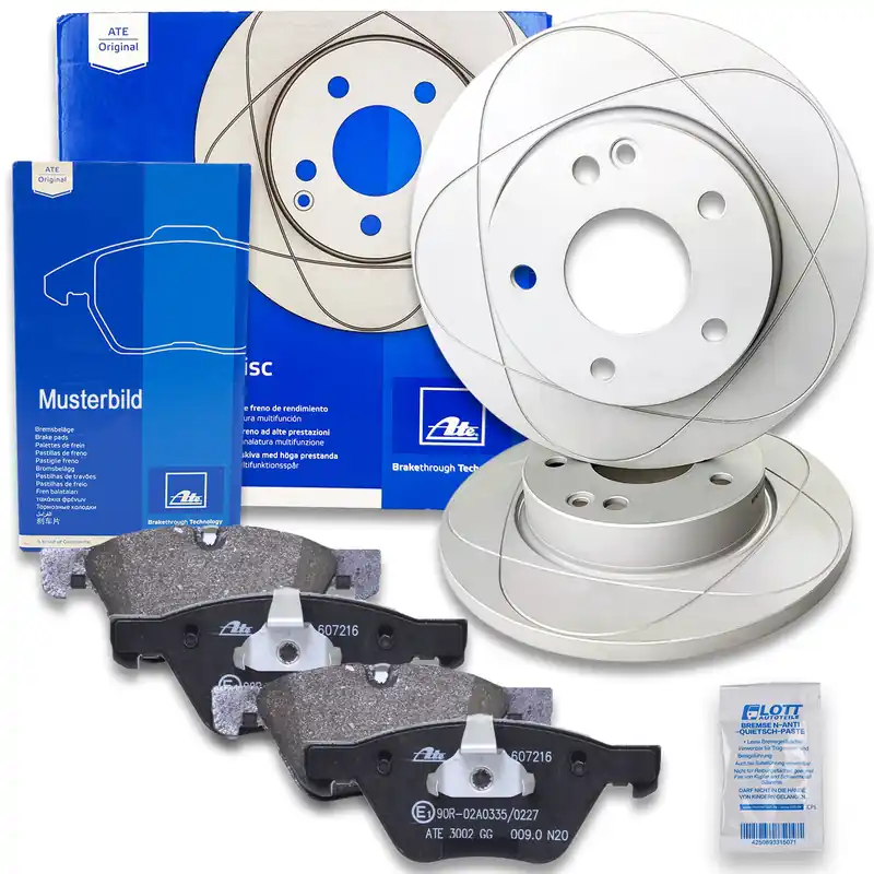 Kostenfreie Lieferung ATE Powerdisc +Bremsbeläge hinten Ø272mm passend für VW Golf 6 Audi A3 Sportback
