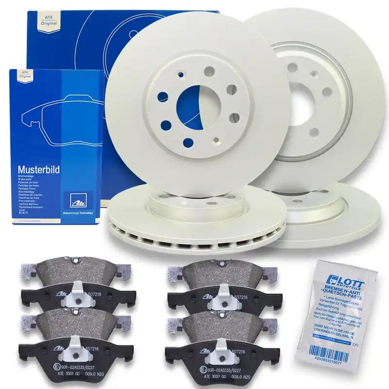 ATE Bremsscheiben + Bremsbeläge Vorne Hinten passend für Seat Alhambra VW Sharan Angebot