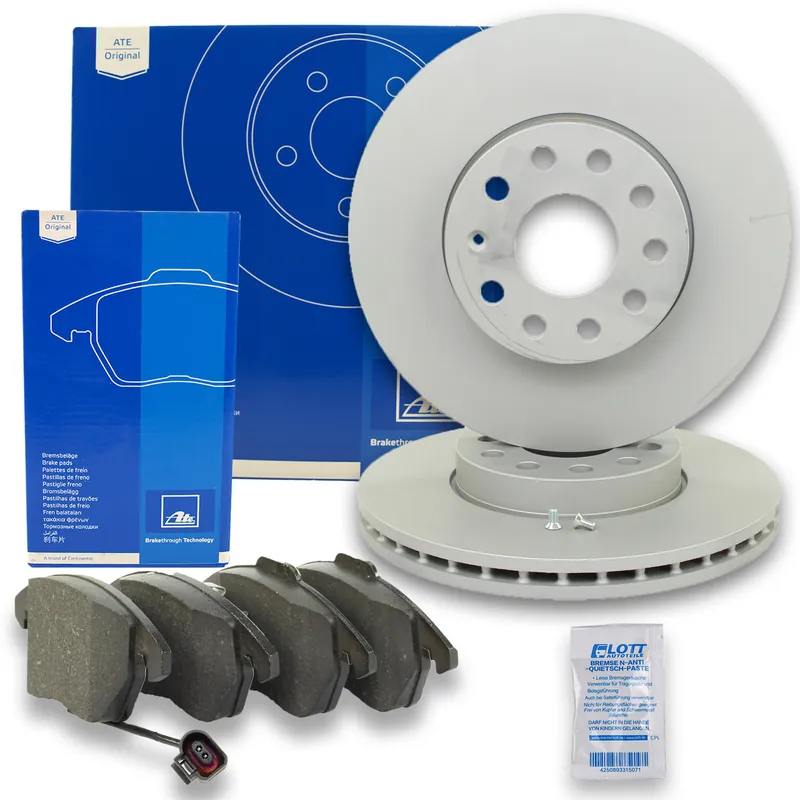 2x ATE Bremsscheiben Ø288mm + Bremsbeläge vorne passend für VW Golf 5 6 Audi A3 Bestpreis