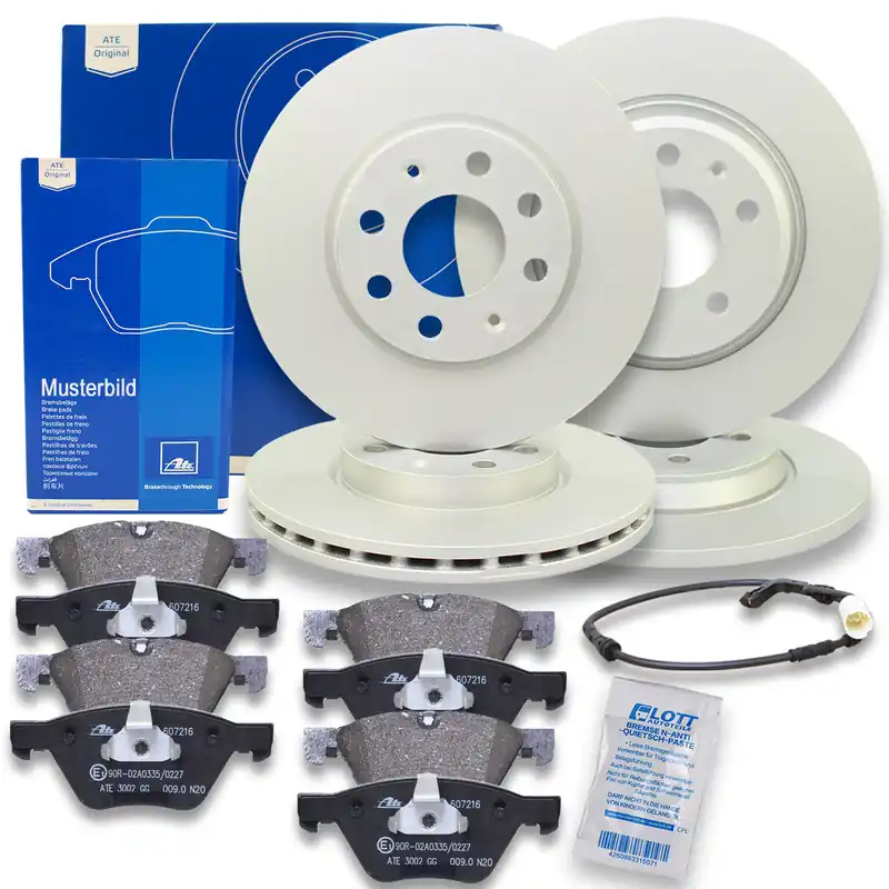 Zertifiziert 4x ATE Bremsscheibe + Beläge Vorne+Hinten passend für VW CRAFTER 30-50 Kasten 2E