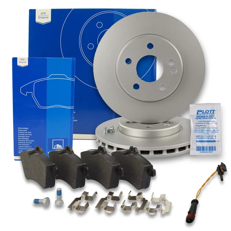 2x ATE Bremsscheiben Ø288mm + Beläge Vorne passend für Mercedes B-Klasse (W245) Markenprodukt
