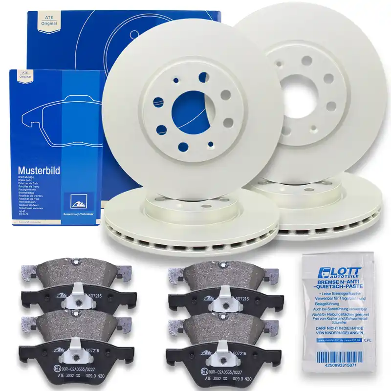 Sonderaktion ATE Bremsscheiben + Bremsbeläge Vorne Hinten passend für VW Transporter T5 2.0