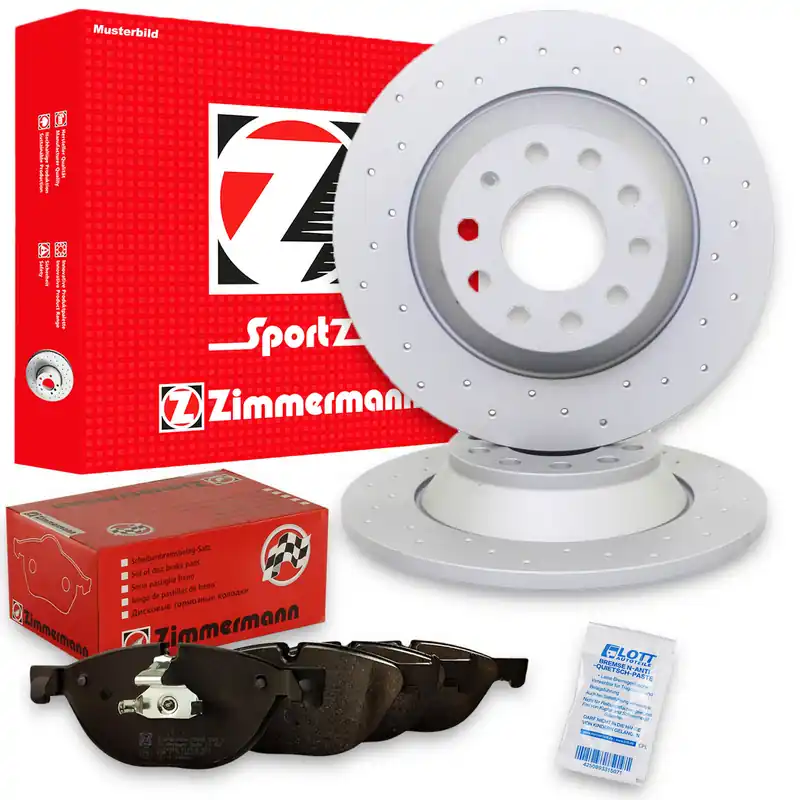 Zimmermann Sport Bremsscheiben 245mm + Bremsbeläge hinten passend für Audi A4 B5 Sonderaktion