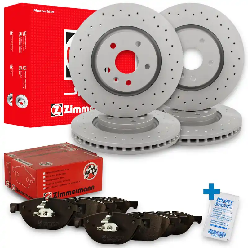 ZIMMERMANN SPORT Bremsscheiben + Beläge Vorne + Hinten passend für VW Passat B6 Top-Angebot