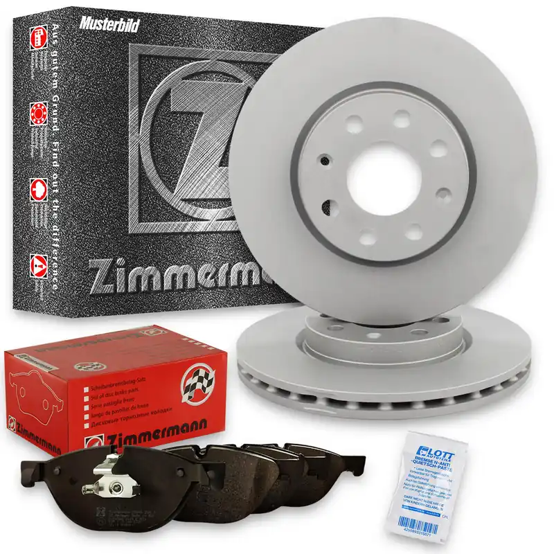 2x Zimmermann Bremsscheiben Ø258mm + Beläge vorne passend für MAZDA 2 (DL, DJ) Finale Aktion