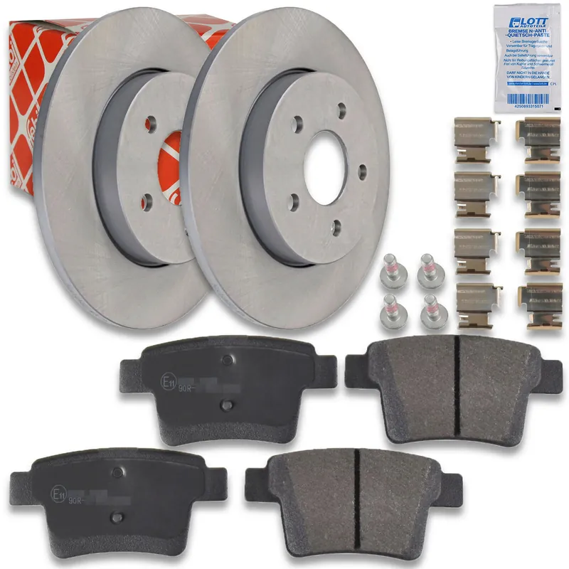 Top-Seller 2x FEBI Bremsscheibe Ø280mm + Beläge hinten passend für Ford Mondeo III Tunier