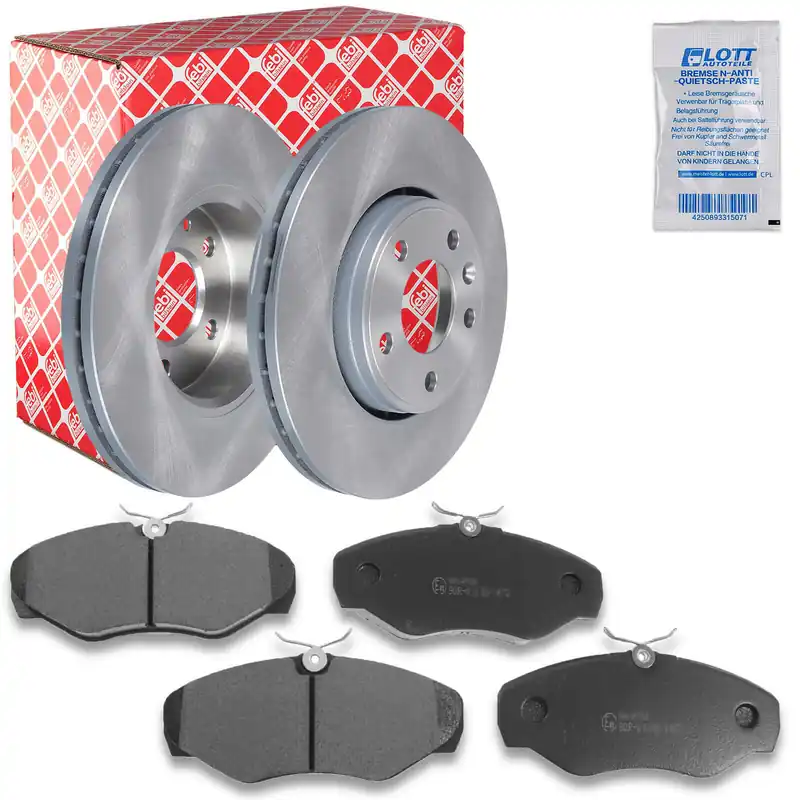 2x FEBI Bremsscheibe Ø305mm + Beläge vorne passend für Opel Vivaro A kasten X83 Gratis Versand