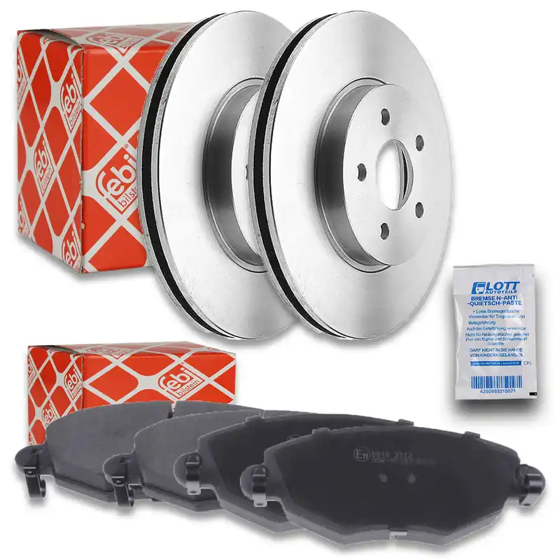 2x FEBI Bremsscheibe Ø300mm + Beläge vorne passend für Ford Mondeo III Turnier Super-Preis