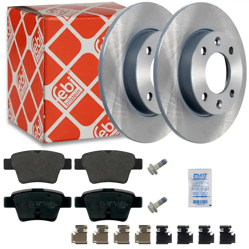 2x FEBI Bremsscheibe Ø247mm + Beläge hinten passend für Peugeot 307 3AC 1.6 16V Gratis Versand