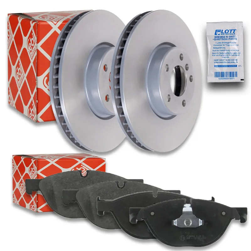 2x FEBI Bremsscheiben Ø348mm + Beläge vorne passend für BMW 5 F10 Touring F11 Schneller Versand
