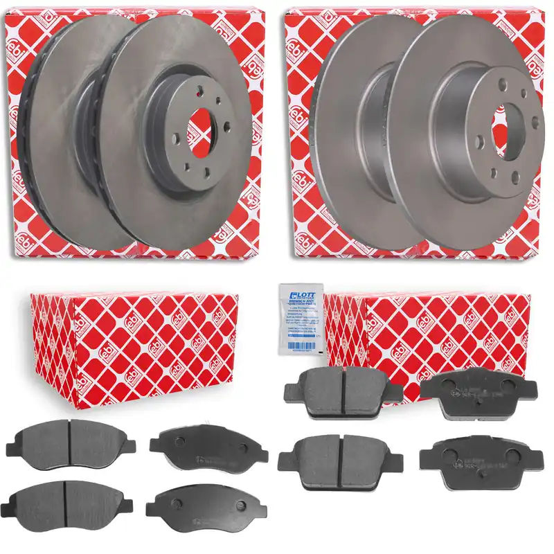 Sonderangebot Febi Bremsscheiben + Beläge Vorne + Hinten passend für LANCIA DELTA III 844 1.4