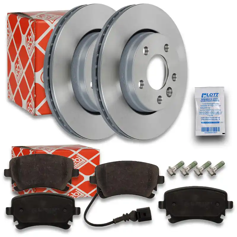 2x FEBI Bremsscheibe Ø294mm + Beläge hinten passend für VW Transporter T5 Kasten Preis Gesenkt