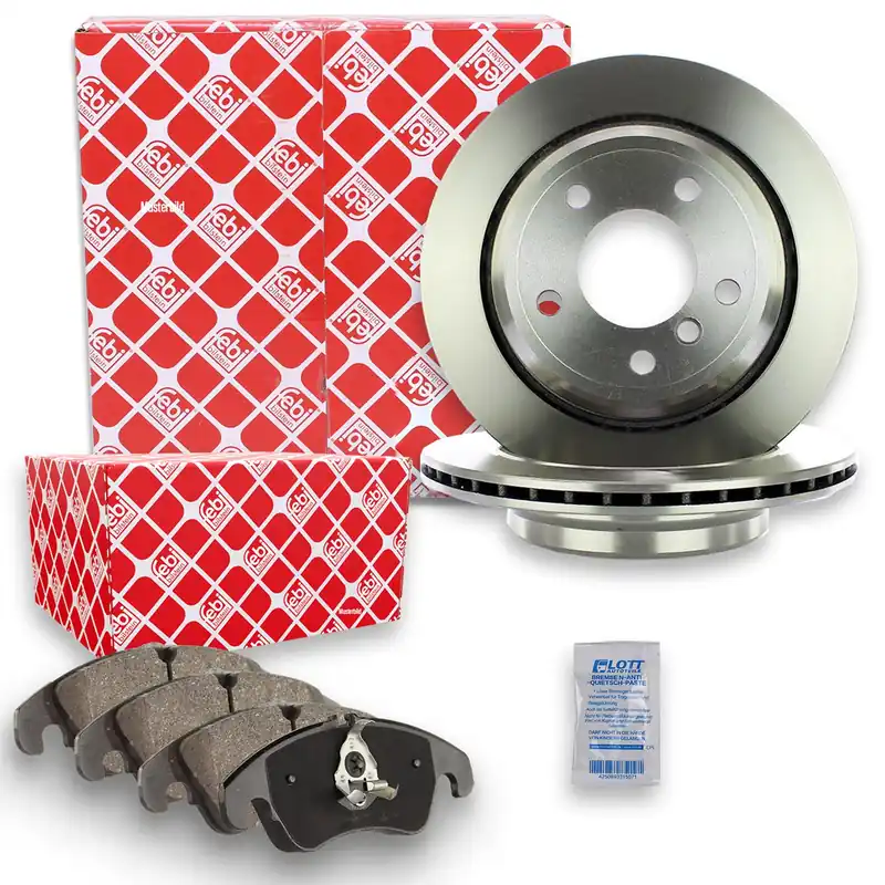 Top-Preis 2x FEBI Bremsscheibe Ø312mm + Beläge vorne passend für VW Tiguan Sharan Audi Q3