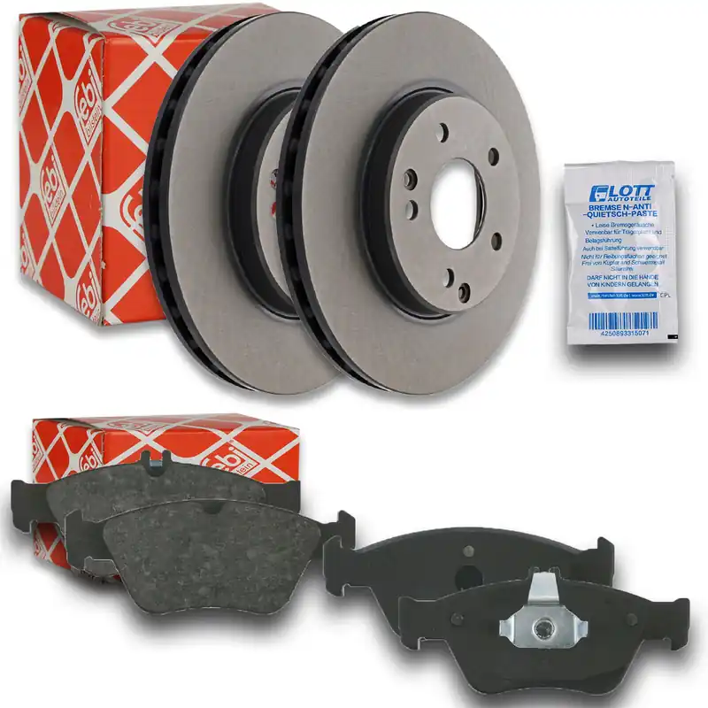 2x FEBI Bremsscheibe Ø288mm + Beläge vorne passend für Mercedes E-Klasse W210 Wochenendangebot