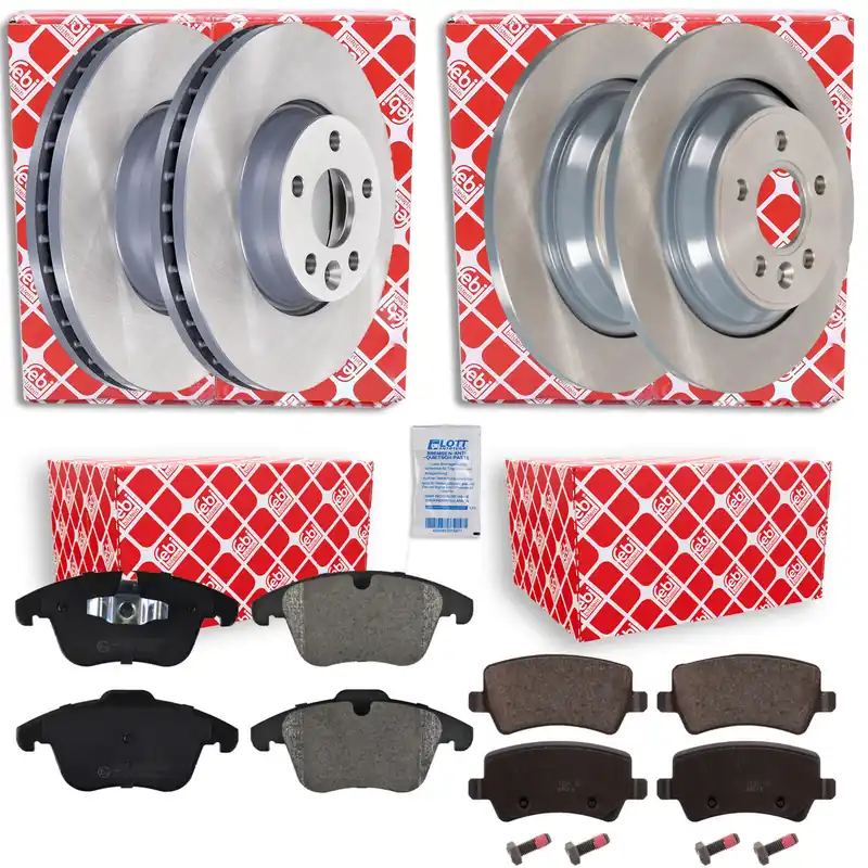 Sonderaktion Febi Bremsscheiben + Bremsbeläge vorne und hinten passend für VOLVO V60 1 V70 3