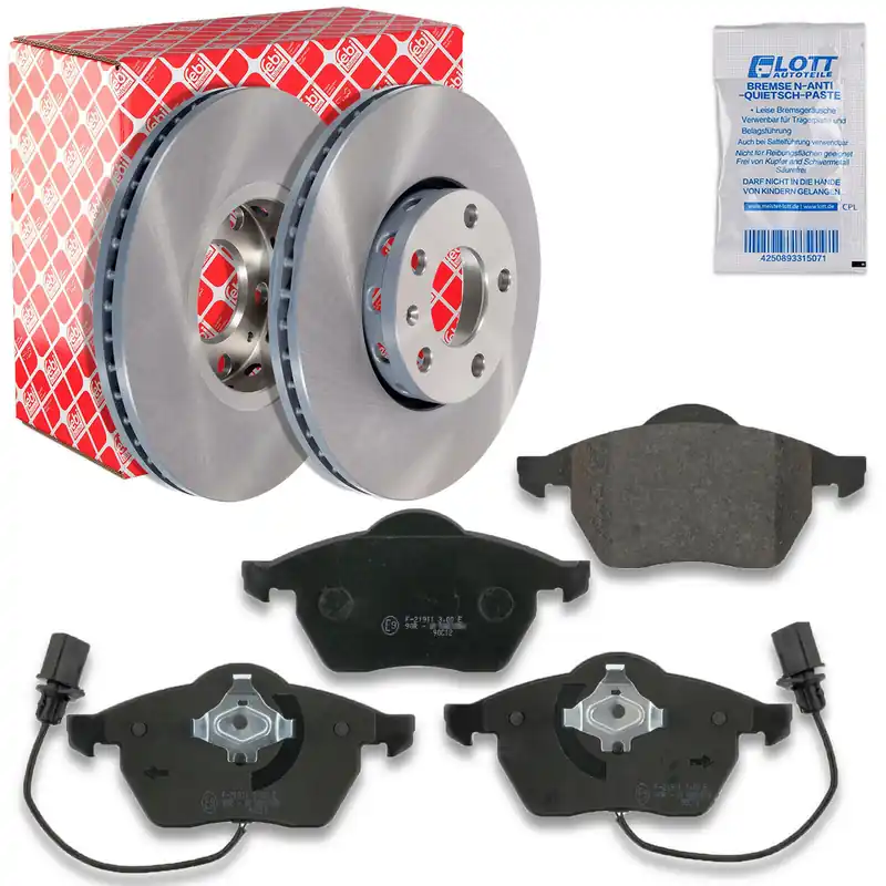 2x FEBI Bremsscheibe Ø288mm + Beläge vorne passend für AUDI A4 B7 Avant 8ED 2.0 Garantierte Lieferung