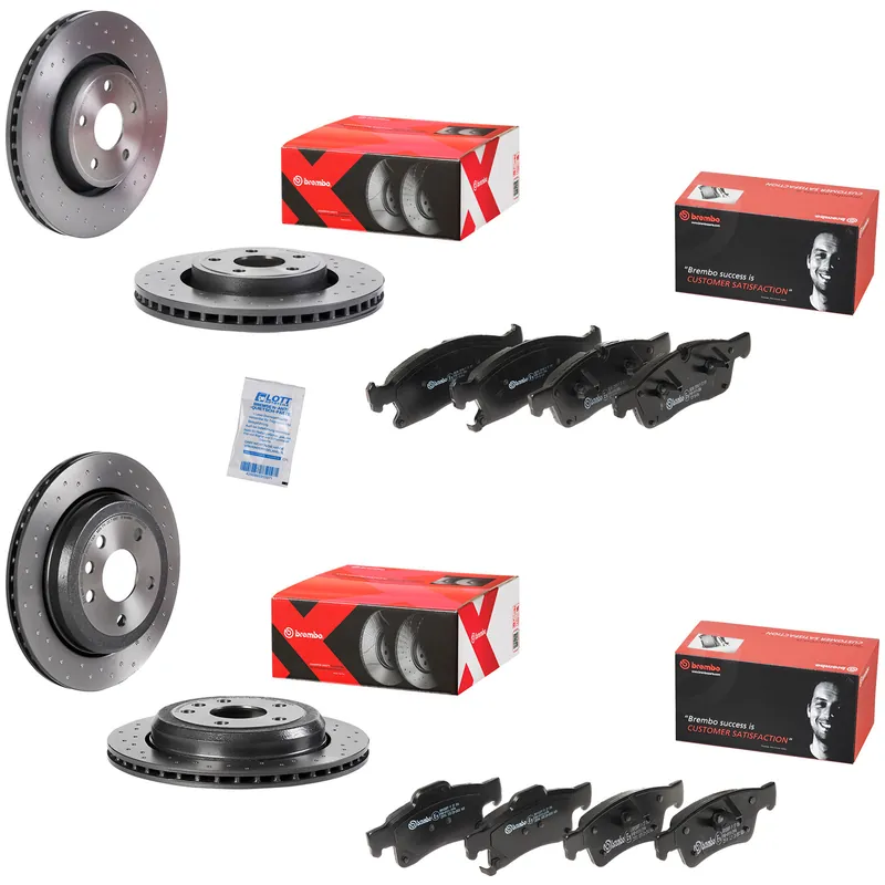 Kostenfreie Lieferung Brembo Xtra Line Bremsscheiben + Bremsbeläge Vorne Hinten passend für Jeep 6.4