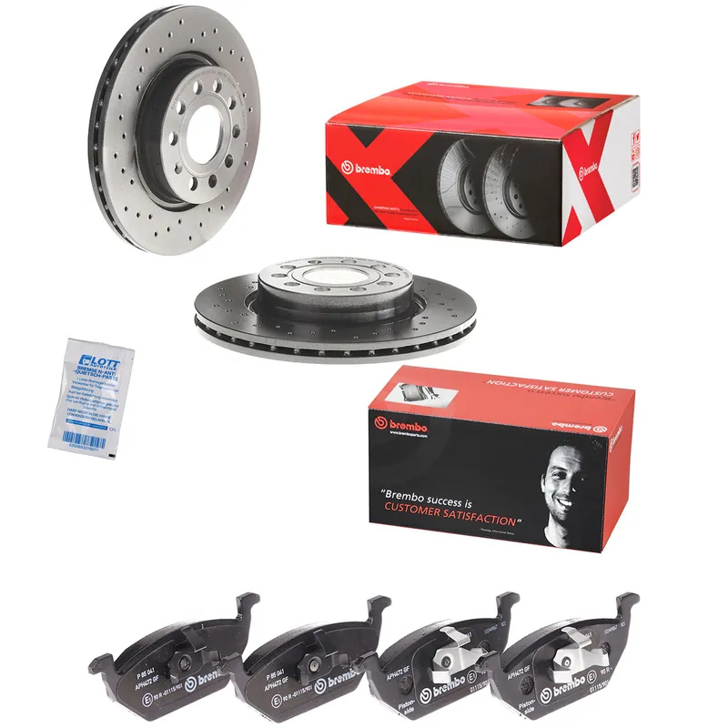 Zertifiziert Brembo Xtra Line Bremsscheiben 280mm + Bremsbeläge Vorne passend für VW Golf 1.2