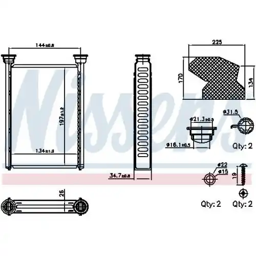 NISSENS Wärmetauscher, Innenraumheizung 707309 Geprüft